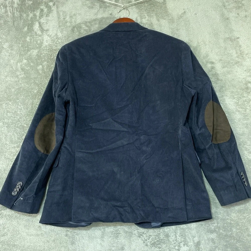 NWT Tommy Hilfiger Men's 36S Blue Corduroy Elbow Patch Blazer Jacket Cotton